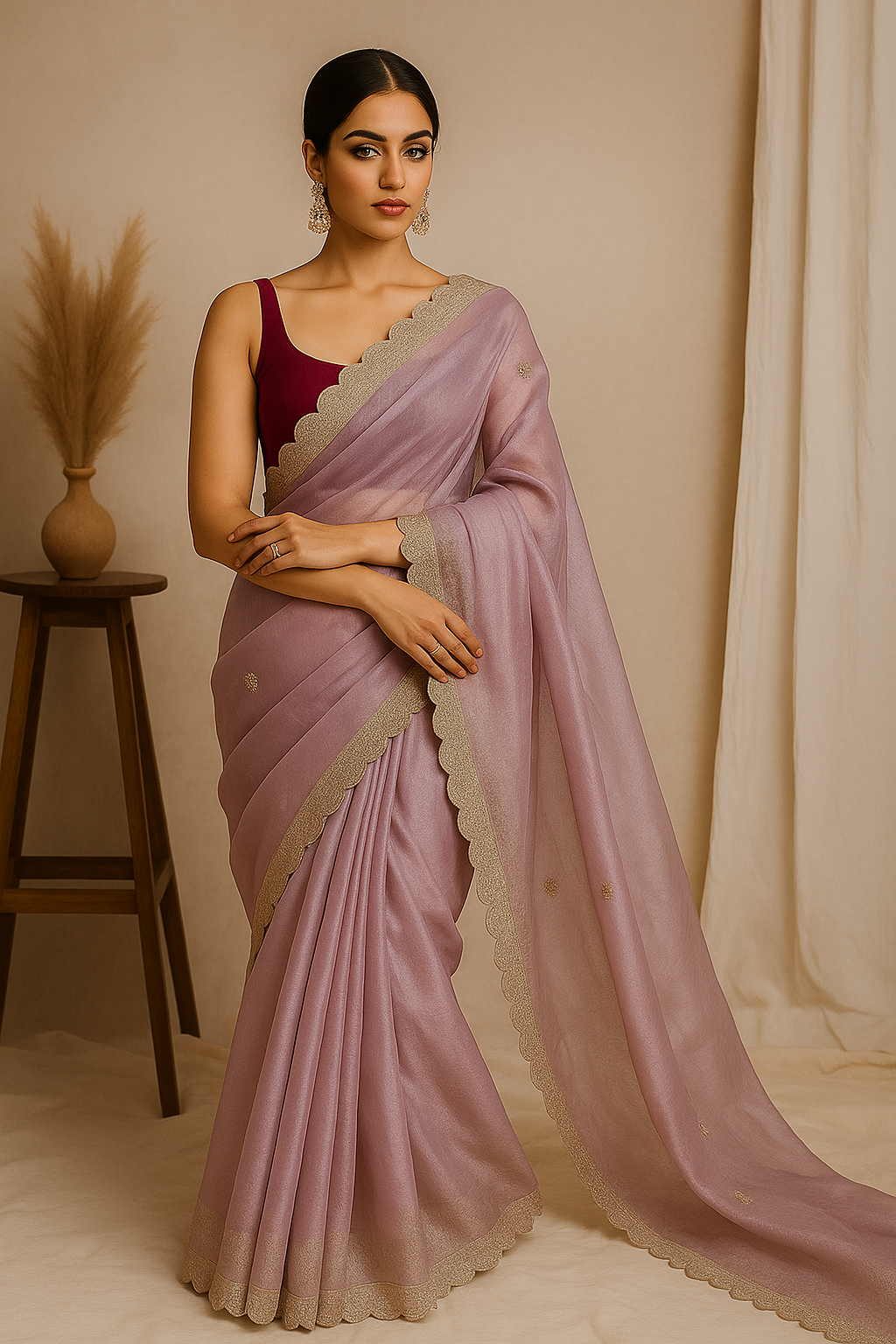 Pink Tissue Saree