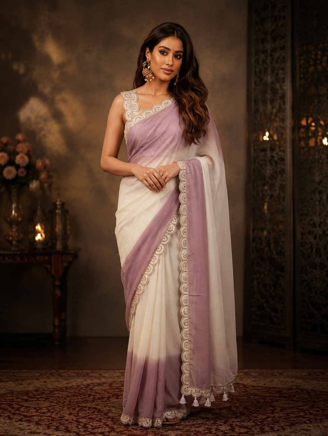 Blush Ivory Ombre Elegance Saree