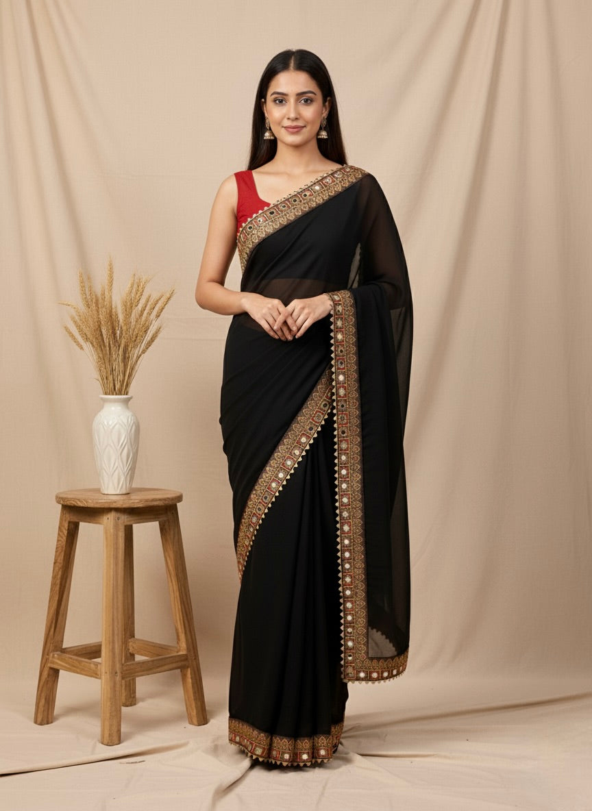 Black Georgette Saree