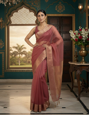 Organza Saree with tassel detailing