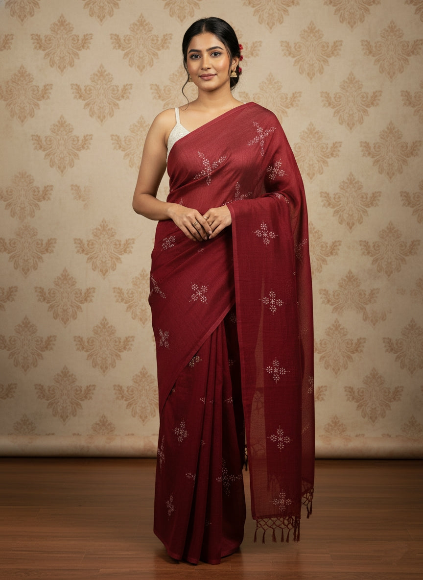 Elegant Maroon Saree