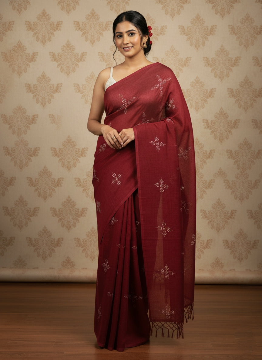 Elegant Maroon Saree
