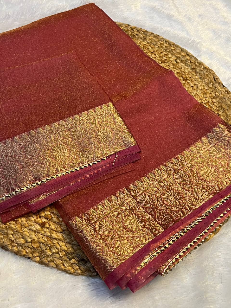 Organza Saree with tassel detailing