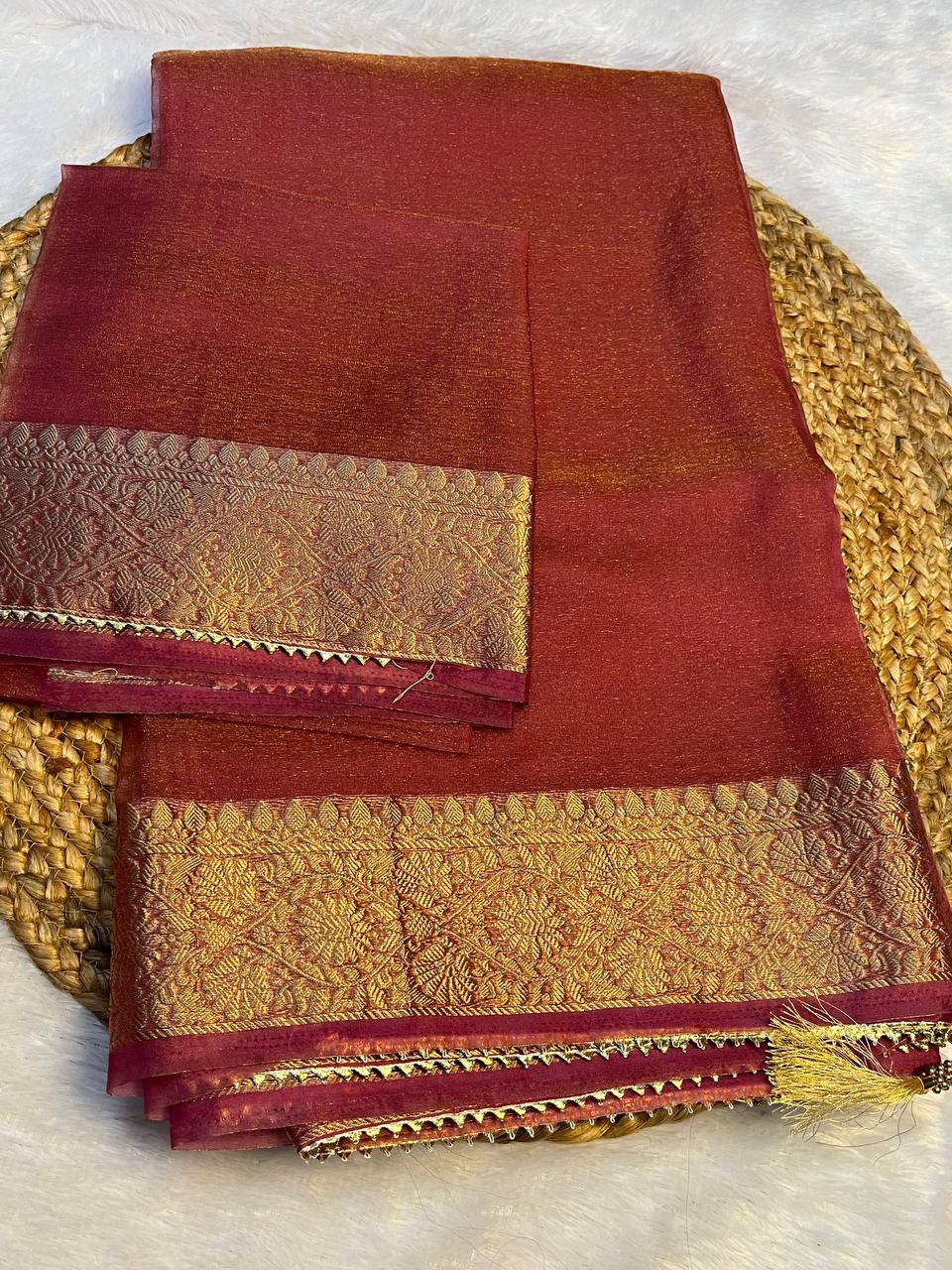 Organza Saree with tassel detailing