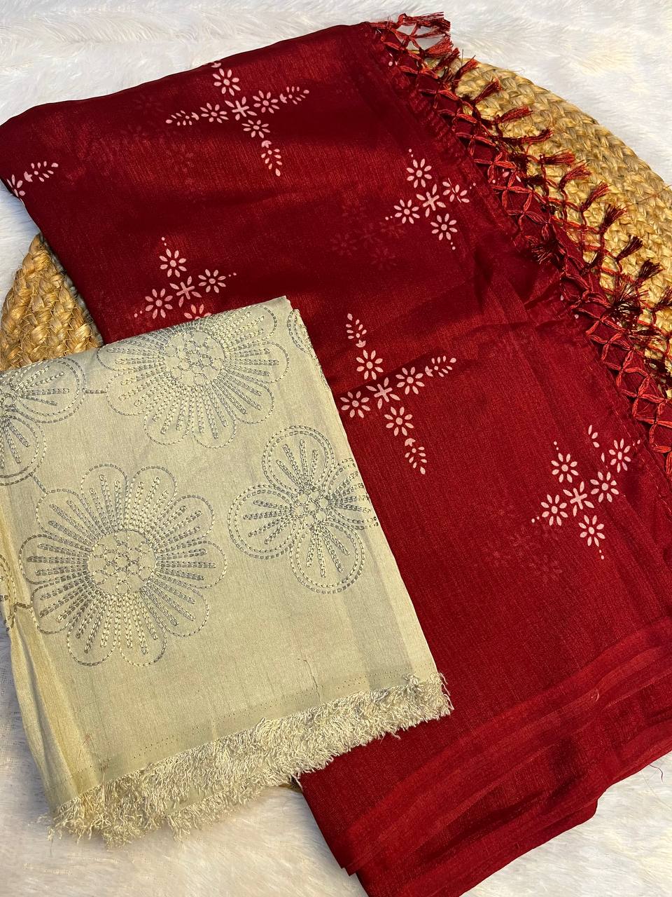 Elegant Maroon Saree