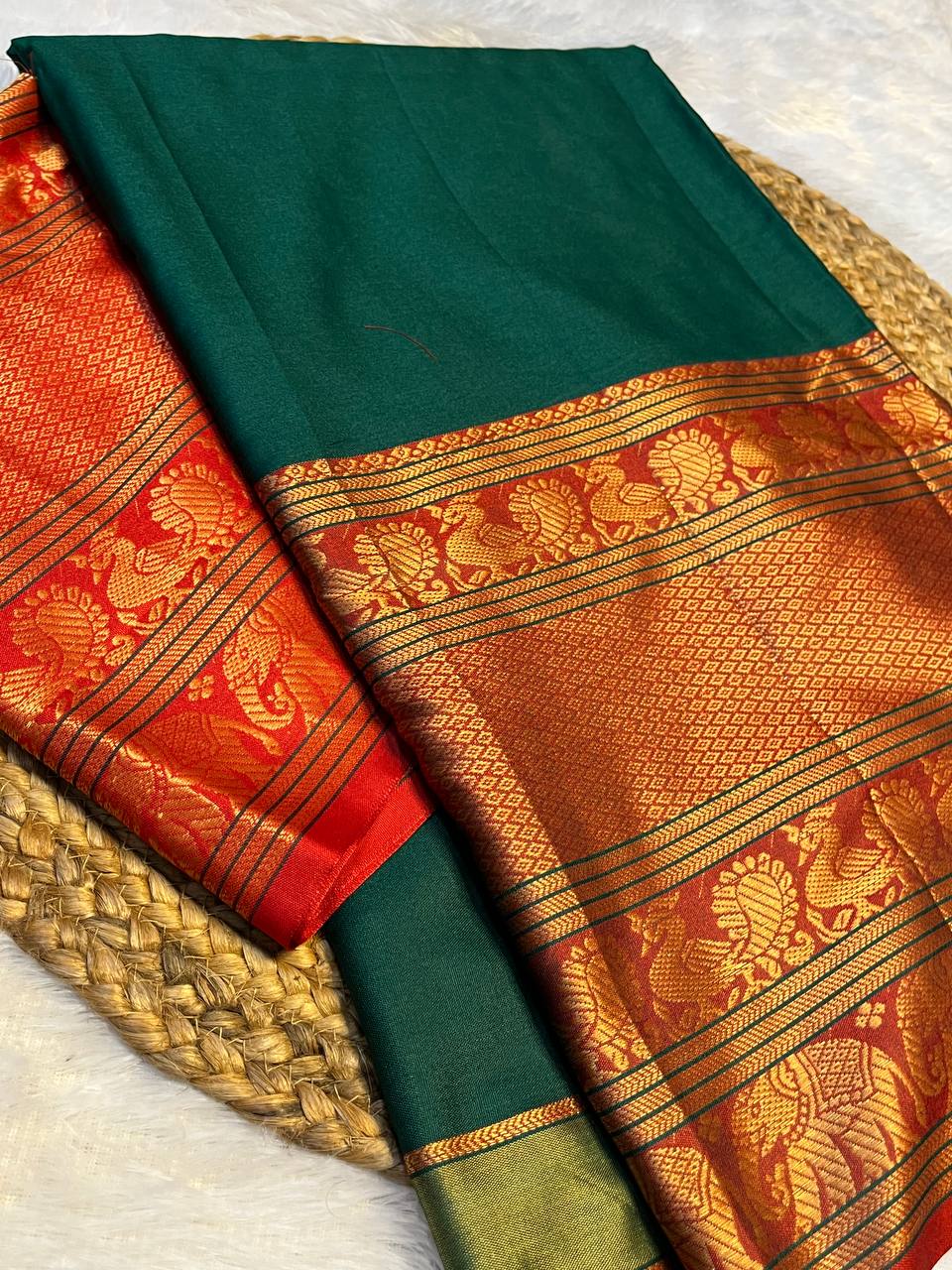 Traditional Green & Maroon Kanjivaram Silk Saree