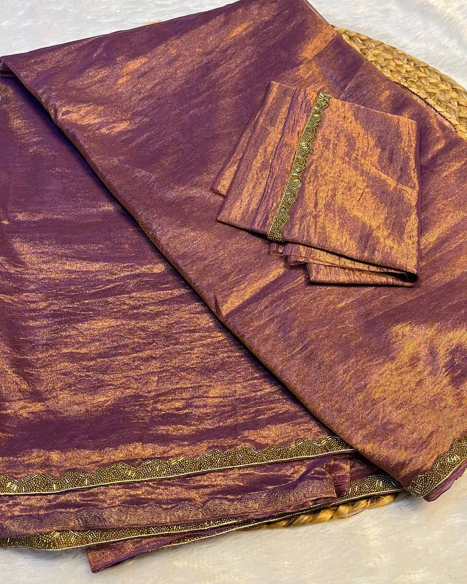Mauve Shimmer Silk Saree