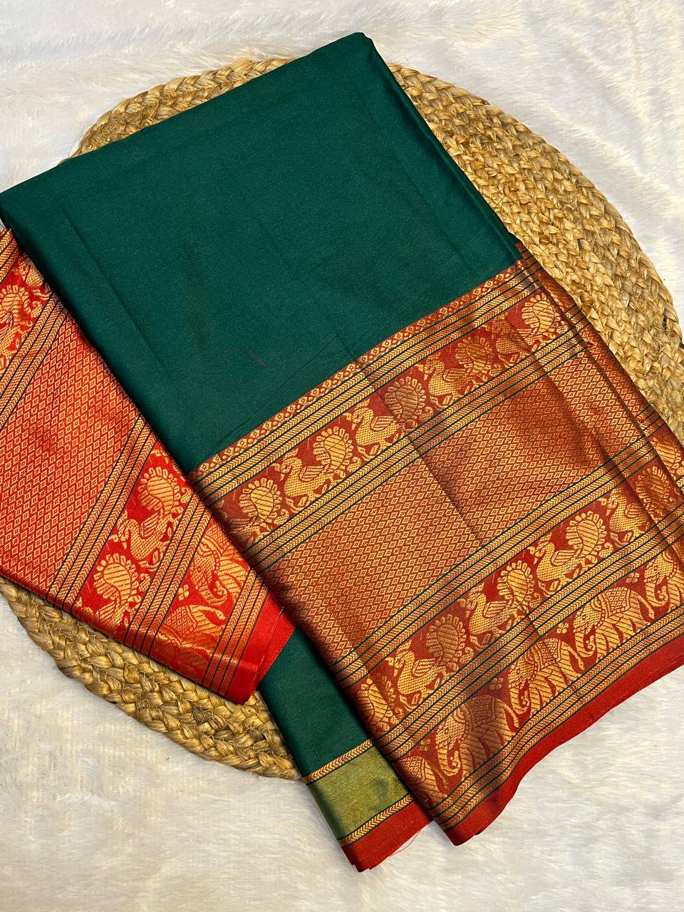 Traditional Green & Maroon Kanjivaram Silk Saree