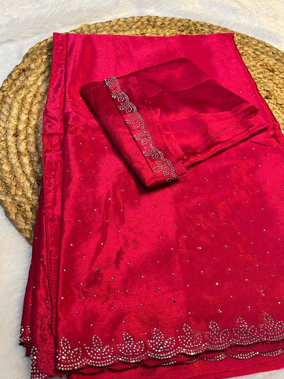 Pink Assam Silk Saree with Silver Detailing