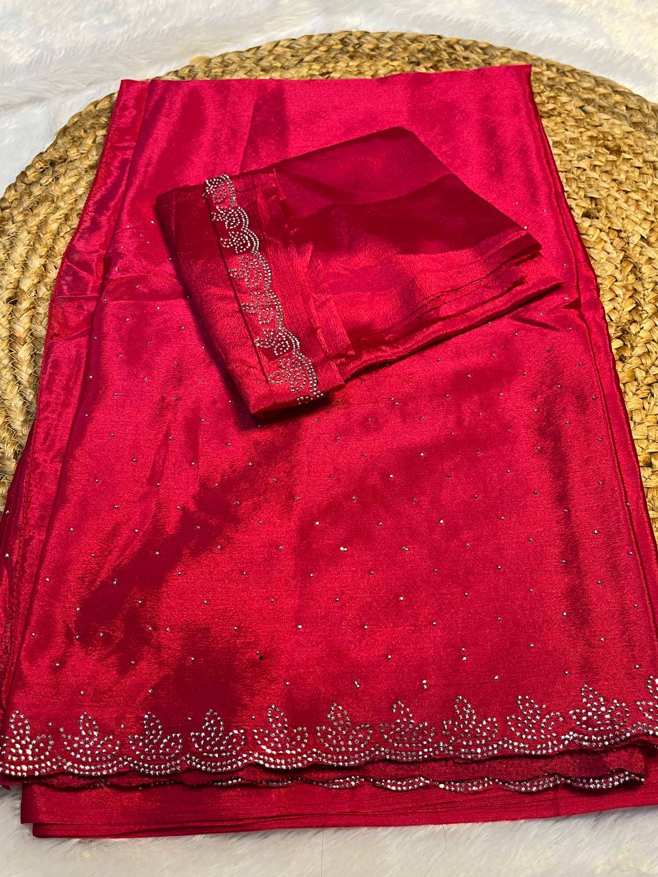 Pink Assam Silk Saree with Silver Detailing