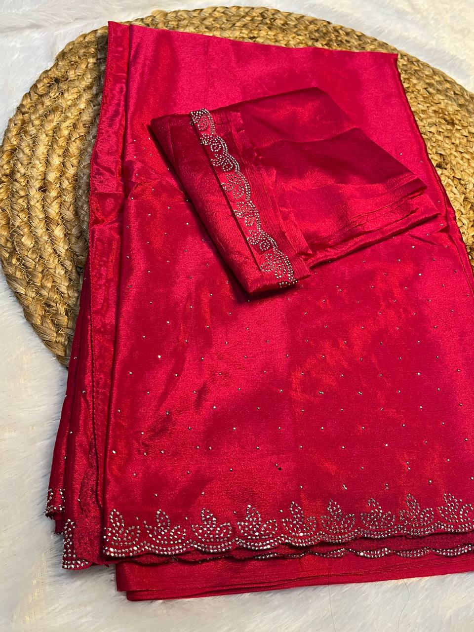 Pink Assam Silk Saree with Silver Detailing
