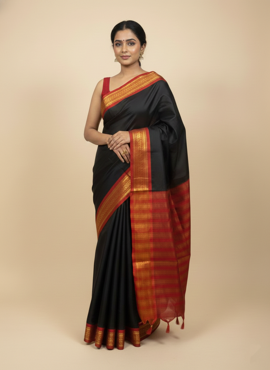 Elegant Black Silk Saree