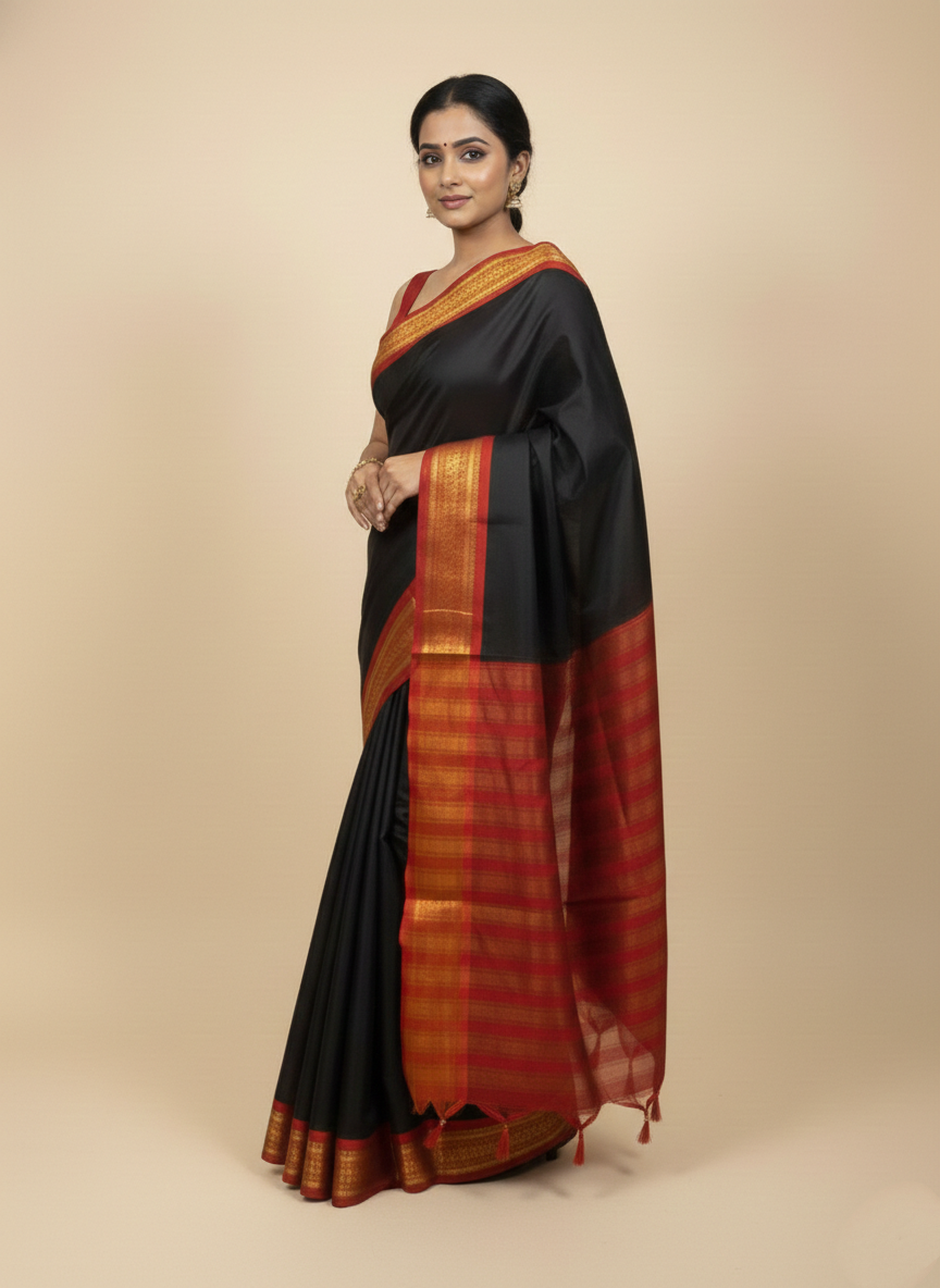 Elegant Black Silk Saree