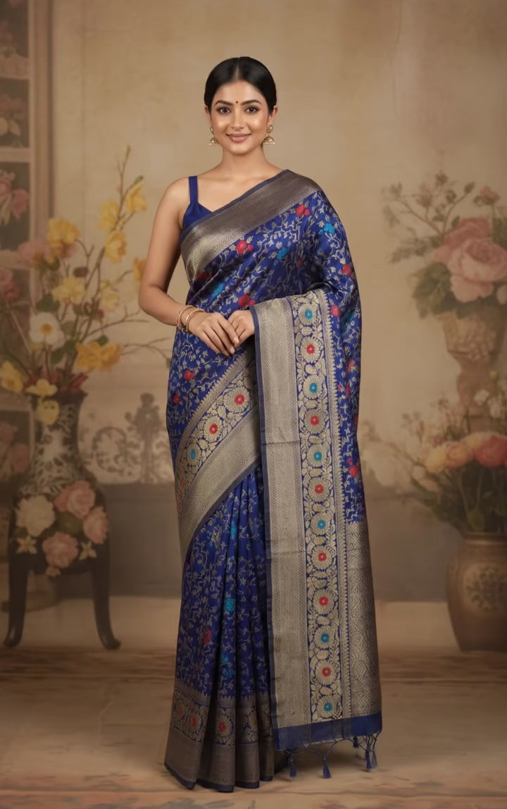 Royal Blue Banarasi Silk Saree